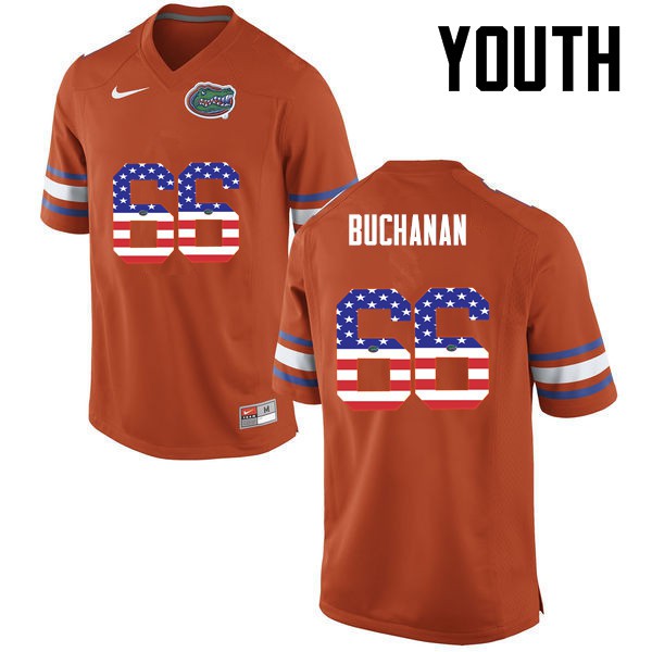 Florida Gators Youth #66 Nick Buchanan College Football Jersey USA Flag Fashion Orange